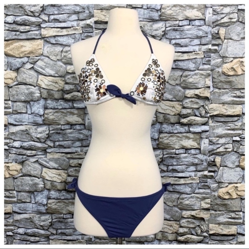 #49 Y2K Victorias Secret Bead String Bikini Set Swimsuit Top Bottom 2009 Vintage